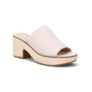LifeStride Gingham Slide Sandal with Espadrille Heel
